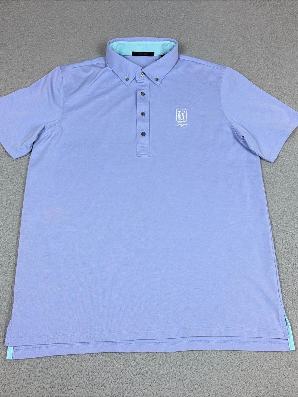 Greyson Golf Polo Mens Large Blue Button-Down Collar Performance TPC Sawgrass